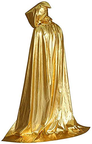byou Halloween Cape,Golden Hooded Cloak Unisex Full Length Robe Cape for Halloween Cosplay Party Costume Christmas