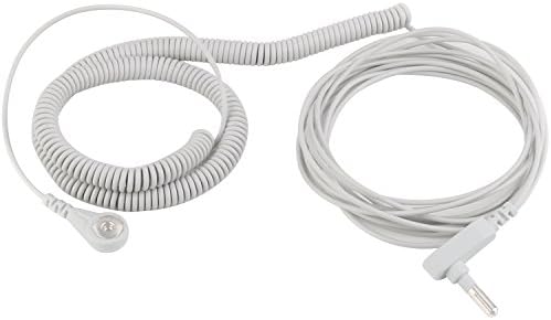 Maxfresh Grounding Coil Cord, 26ft, 4mm Snap, 90 Degree 4.7mm Pins, USA Socket, Grey, Male-to-Female, Compatible with Standard USA Power Plugs