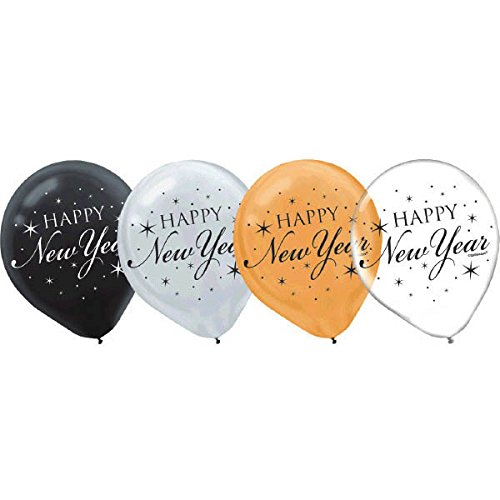 Happy New Years Blue and Metallic Gold Disposable Dinnerware Party Supplies Pack For 16 With New Year Paper Dinner Plates, Napkins, Balloons, Plus NYE Decoration Kiss Me At Midnight New Years Banner