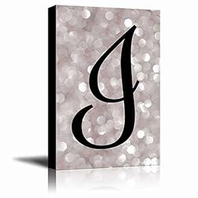 The Letter I in Brush Stroke Cursive on a Champagne Colored Bokeh Background - Modern Romantic Elegant Art - Canvas Art Home Art - 12x18 inches