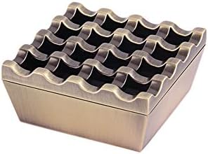 TBRICKON Metal Ashtray 16 Hole Zinc Alloy Retro Smokeless Gold With Lid Ashtray