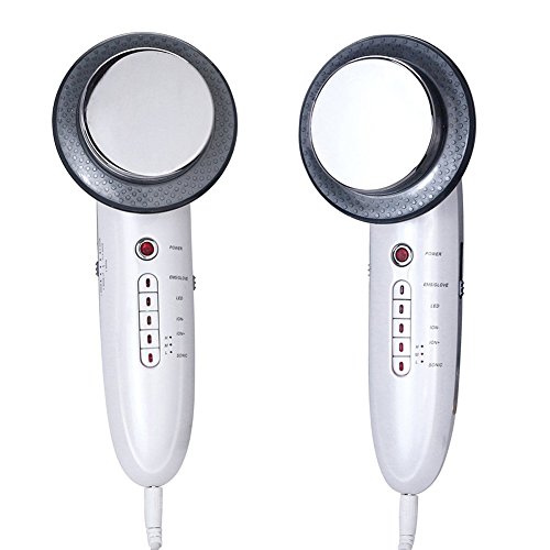 Afco 6in1 Facial Massagers Device Ultrasonic Infrared Light EMS LED Face Care Body Slimming Tool Beauty Accessory size 20cm x 8cm x 8cm (White)
