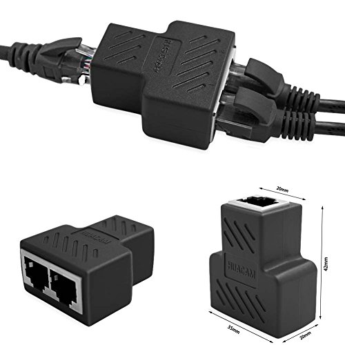 HUACAM HCM67 RJ45 Splitter Adapter 1 to 2 Dual Female Port, Cat 5 / Cat 6 / Cat 7 Lan Ethernet Socket Splitter Plug Adapter with Shield [Anti-Signal Interference] - Thumbnail 6