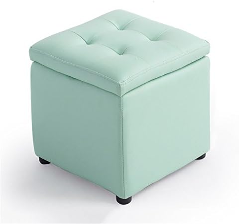 Mei Xu フットスツール収納スツールソファドレッシングチェンジシューズスツールポウフ収納ビーンバックフットレスト布張りスモールスツール Pvcファブリックライトグリーン 卓越 40cm Size