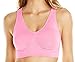 Cabales Women's 3-Pack Seamless Wireless Sports Bra with Removable Pads, Pink/Blue/Dark Purple, Small