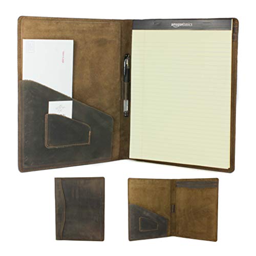 PEGAI Rustic Leather Portfolio/Legal Padfolio, Handcrafted Distressed Leather Pad Folio - Marshall | Chestnut Brown