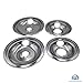 Supplying Demand W10196405 W10196406 4 Piece Electric Range Stove Top Chrome Drip Pan Replacement Set Model Specific Not Universal