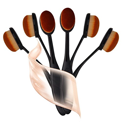 Oneleaf Super Soft 6Pcs Oval Toothbrush Makeup Brushes Set Cream Contour Powder Concealer Foundation Cosmetics Tool