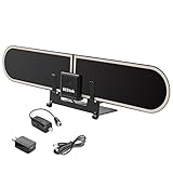 Besitek TV antenna Flat HD Digital Indoor Amplified TV Antenna - 50 Miles Range - Detachable Amplifier Signal Booster - 10ft Coax Cable