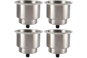 YaeMarine Boat Cup Holder Drink Mount with Drain 304 Stainless Steel Cup Drink Holder for Marine Boat Rv Camper