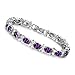 Girl Era Elegant Silver Plated Oval-Cut Purple Crystal Stone Tennis Bracelet Charm Link Bracelets(purple)