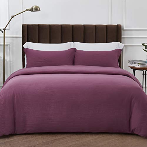 Bedsure Washed Duvet Cover Set Twin Size with Zipper Closure, Ultra