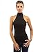 PattyBoutik Women's Halter Turtleneck Open Back Blouse (Black L)