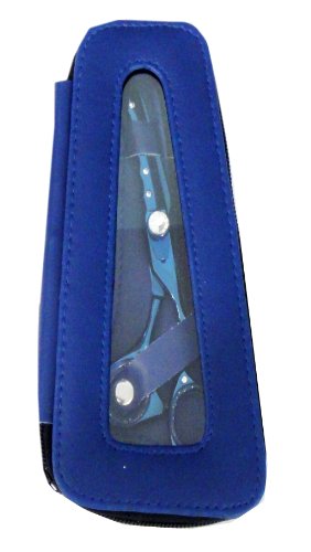 ZZZRT ZD-4444 6" J2 Japanese Steel Professional Razor Edge Titanium Hairdressing Scissor Shear Diamonds Coated Blue + FREE Scissor Pouch & Free Scissor Lubricant and Scissor Insert Rings