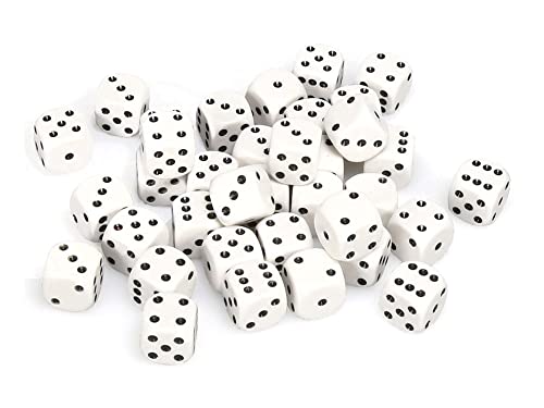 Chessex Opaque 12mm d6 White w/Black Dice Block 36 Dice