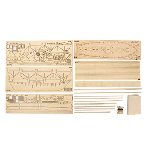 Yamalans 1:100 Scale Mini Wooden Sailboat Ship Model Kit Boat Toy Gift DIY Children Interactive Education Handwork Building Blocks - Thumbnail 3