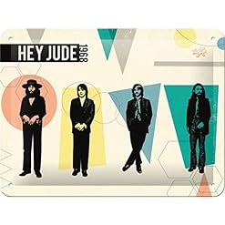 Nostalgic-Art Plaque Vintage Fab4 – Hey Jude – Idée de Cadeau pour Les Fans des Beatles, en métal, Design Retro pour la décoration, 15 x 20 cm - Les Beatles, Paul McCartney, John Lennon, RIngo Starr, George Harrison