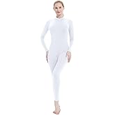 Kninmdor Women Unitard Dance Bodysuit High Neck Turtleneck Jumpsuit Dancer Leotard Full Body Suits Long Sleeves One Piece