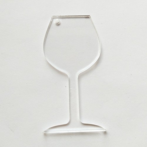 10PCS of Blank Acrylic Clear Wine Glasses Charms Laser Cut Save The Date Wedding Tags (3inch)