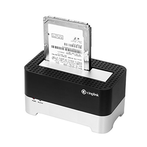 Cinolink USB 2.0 SATA 1 Bay Hard Drive Docking Station with USB 2.0 Cable for 2.5 And 3.5 inch HDD, SSD, Power Adapter Included