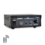 Pyle Bluetooth Stereo Amplifier - Mini Blue Series Audio Power Amplifier | Wireless Streaming | USB Charge Port | AUX (3.5mm) Jack | 2 x 25 Watt (PCA12BT)