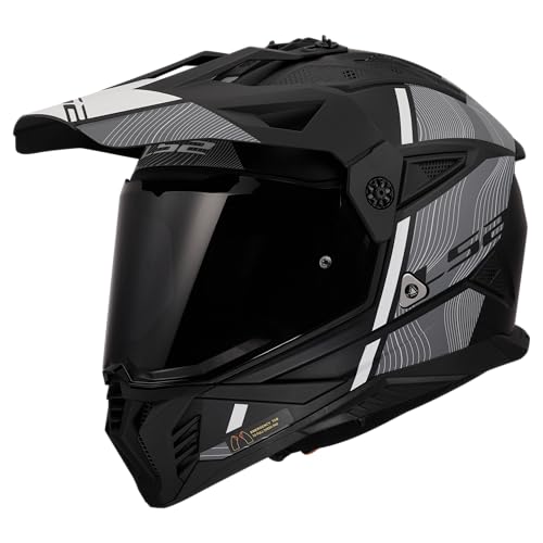 LS2 MX702 Pioneer II Hill Motocross Helmet, black matt/white, 2XL (63/64)