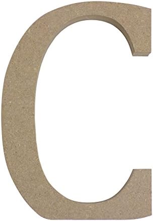 BEIGE FREE STANDING LETTER C UPPER CASE WOODEN MDF H13CM X W9CM X D2CM