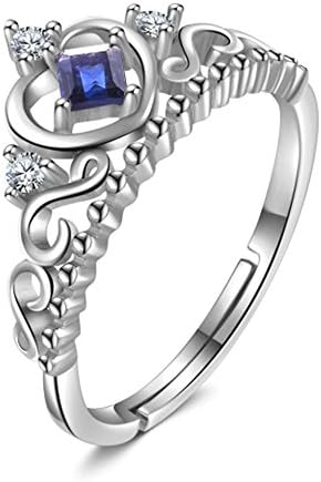 Tiara Crown Ring 925 Sterling Silver Adjustable 'The Princess' - Elegant Gift Box