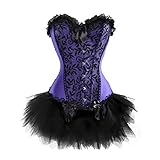 Zanuce Women's Plus Size Lace Up Boned Corset Bridal Lingerie Tutu Skirt