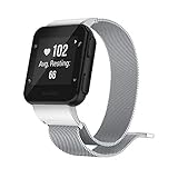 GELISHI Compatible with Garmin Forerunner 35 Watch Bands, Fashion Stainless Steel Milanese Bracelet Replacement Wristbands Strap for Garmin Forerunner 35 Watch - Silver (No Tracker)