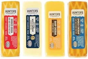 HUNTERS RESERVE PKM - Cheese Bar Assortment 4oz - 4PC Variety Pack CREAMY WHITE - SMOKED CHEDDAR - SHARP - SMOKED GOUDA