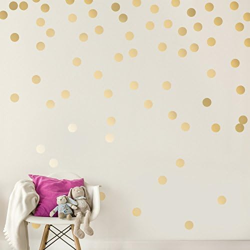 Easy Peel + Stick Gold Wall Decal Dots (200 Decals) | Safe on Walls Paint | Removable Metallic Vinyl Polka Dot Decor | Round Circle Art Large Paper Sheet (Brilliant Blue)