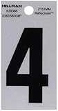 The Hillman Group 839386 2-Inch Black on Silver Reflective Square-Cut Mylar House, Number 4