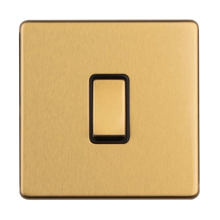 1 GANG 10AMP 2WAY SWITCH FLAT CONCEALED SATIN BRASS PLATE MATCHING ROCKER