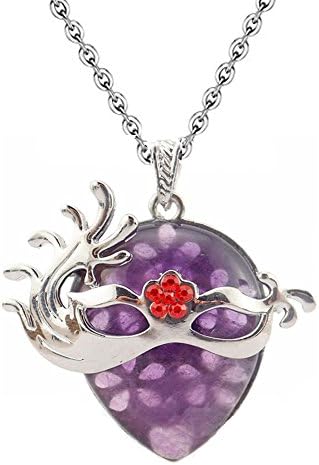 Sinymilk Natural Amethyst Quartz Gemstone Pendant Fox Dancing Mask Chakra Healing Point Necklace