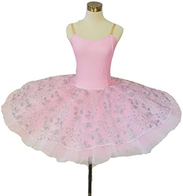 Adult Ballet Pink with Silver Floral Overlay Classical Costume, Size M