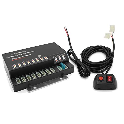 FOXCID 160W HID Hide Away Emergency Strobe Light Headlight Kit Hazard Waring System 8 Bulbs (White)