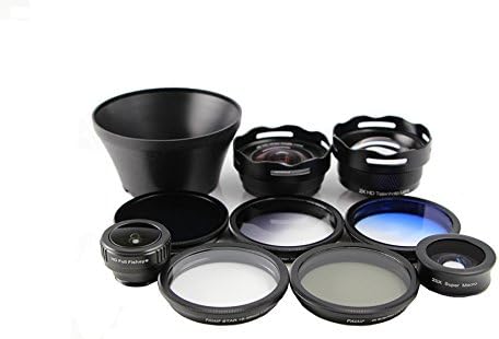 The 3rd Gen. Phone Camera Lens, 9 in 1 Ultra Wide-Angle + 20X Macro Lens + Fisheye + 2X Telephoto + Filter kit (CPL, Star Filiter, GDN Blue, GDN Gray, ND 8) for iPhone Samsung Most Cell Phone Etc