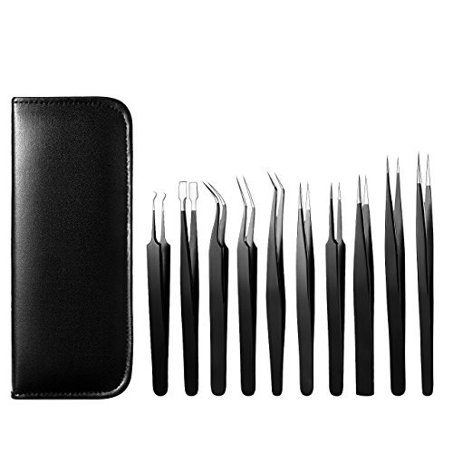 Precision Tweezers Set,Atmoko by ElleSye 10 PCS ESD Tweezer Set, Anti-Static Stainless Steel Tweezers Kit Curved Tweezers for Craft, Jewelry, Electronics, Laboratory Work - Thumbnail 7