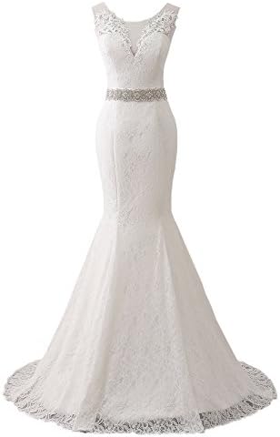 G Marry Women's Ball Gown lace Princess Wedding Dress 2017 Sash Beaded Bridal Evening Gown Size 16 Ivory