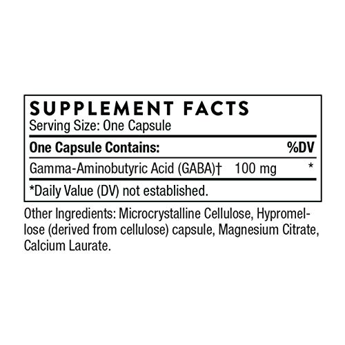 Thorne PharmaGABA-100 - GABA Supplement - 100 mg Natural Source Gamma-Aminobutyric Acid - Support a Calm State of Mind and Restful Sleep - 60 Capsules