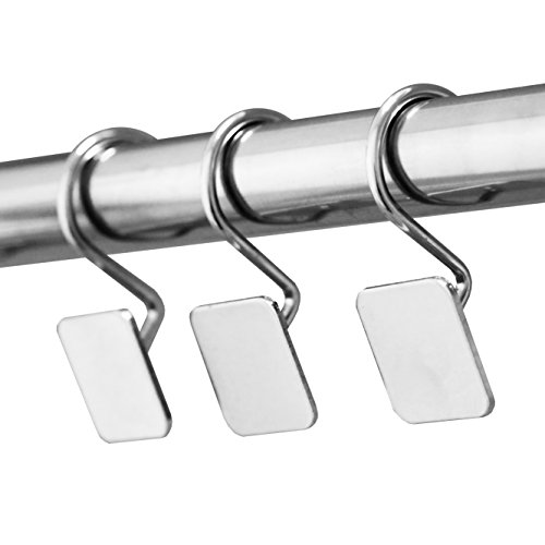Hermosa Collection Luxury Hotel Shower Curtain Hooks Square Modern Design Silver (12-pk.)