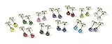 Stainless Steel 316L 12 Pairs of 4mm Stud CZ Earrings in 12 Different Colors SUPER HIGH QUALITY SET