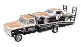 Greenlight 1967 Chevrolet C30 Ramp Truck with 1967 Chevrolet Camaro Trans Am #13 Gold and Black (Smokey Yunick) Acme Exclusive 1/64 Diecast Model Cars for Acme