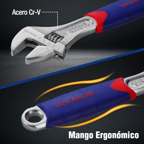 WORKPRO 5 Piece Electrician Pliers Set | Includes Universal Pliers, Diagonal, Long Point, Parrot Beak and Adjustable Wrench for Electrical and DIY Work