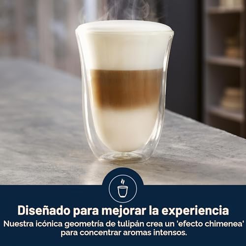 Juego de 2 vasos premium para café latte macchiato, apto para lavavajillas, pared doble vidrio templado, transparente, 330 ml