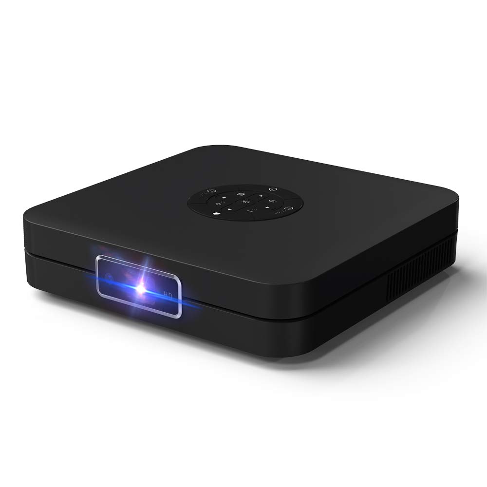 K1 Mini Projector, Portable Android Smart Video Projector with High Bright 350-ANSI, Support 1080P 300" MAX WIFI BT 4.2 HDMI IOS Android Mirroring, with Keypad & Remote Electric Focus Large Speakers