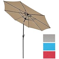 Sale Sunnyglade 9 Patio Umbrella Outdoor Table Umbrella With 8 Sturdy Ribs Tan Umbrella Outdoor Table