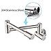 KES Pot Filler Faucet Lead Free Stainless Steel Double Joint Swing Arm and 360 Degree Rotating Aerator Kitchen Sink Faucet Wall Mount Brushed Finish, KN9250-BS