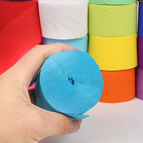 16 Rolls 489.6 Yard Polychromatic Crepe Paper Streamer Backdrop Paper Decorations Rainbow Crepe Paper in 16 Colors, for Party Birthday,Wedding Ceremony,Concert and Various Large Festivals Decoration